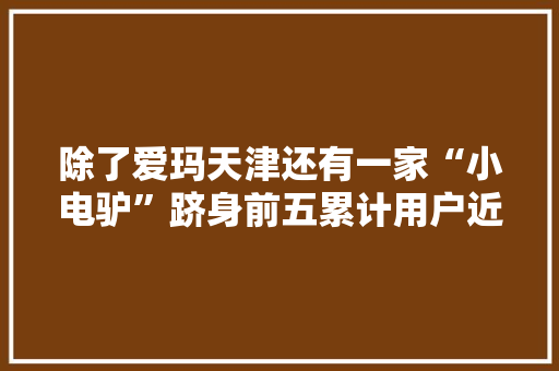 除了爱玛天津还有一家“小电驴”跻身前五累计用户近3000万