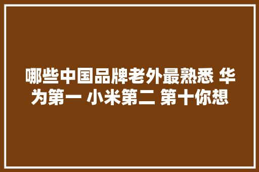 哪些中国品牌老外最熟悉 华为第一 小米第二 第十你想不到 哪些中国品牌老外最熟悉 华为第一 小米第二 第十你想不到 智能科技