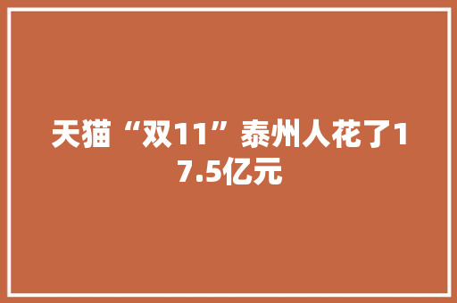 天猫“双11”泰州人花了17.5亿元 天猫“双11”泰州人花了17.5亿元 人工智能