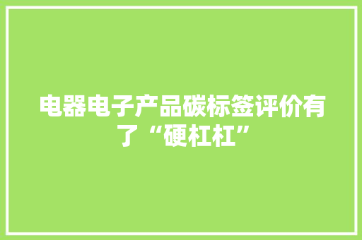 电器电子产品碳标签评价有了“硬杠杠”