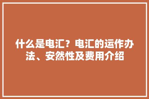 什么是电汇？电汇的运作办法、安然性及费用介绍