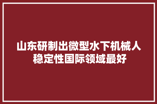 山东研制出微型水下机械人 稳定性国际领域最好
