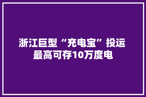 浙江巨型“充电宝”投运 最高可存10万度电