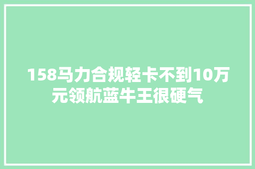 158马力合规轻卡不到10万元领航蓝牛王很硬气