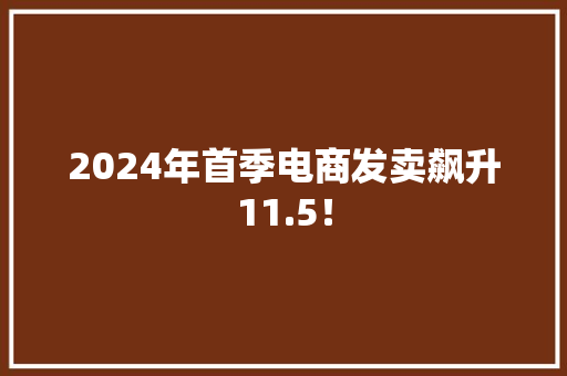 2024年首季电商发卖飙升11.5！