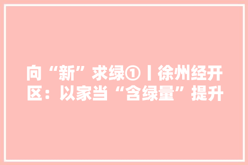 向“新”求绿①丨徐州经开区：以家当“含绿量”提升成长“含金量” 向“新”求绿①丨徐州经开区：以家当“含绿量”提升成长“含金量” 人工智能