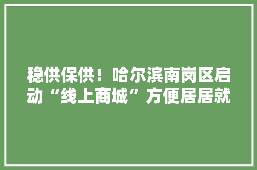 稳供保供！哈尔滨南岗区启动“线上商城”方便居居就近线上购买生活必需品 稳供保供！哈尔滨南岗区启动“线上商城”方便居居就近线上购买生活必需品 智能家居