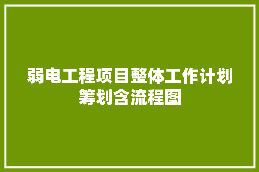 弱电工程项目整体工作计划筹划含流程图 弱电工程项目整体工作计划筹划含流程图 智能科技