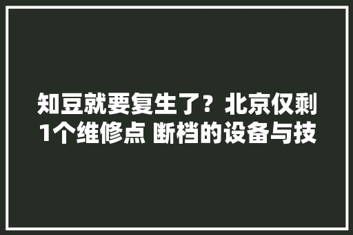 知豆就要复生了？北京仅剩1个维修点 断档的设备与技能急需提升 知豆就要复生了？北京仅剩1个维修点 断档的设备与技能急需提升 智能科技