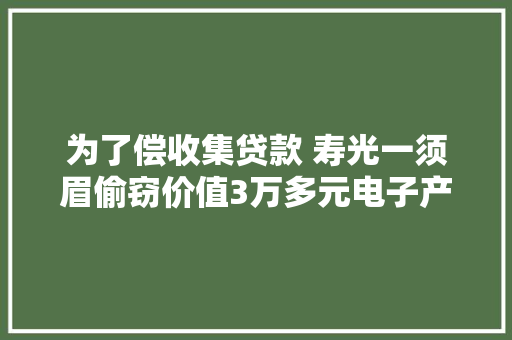 为了偿收集贷款 寿光一须眉偷窃价值3万多元电子产品 为了偿收集贷款 寿光一须眉偷窃价值3万多元电子产品 人工智能