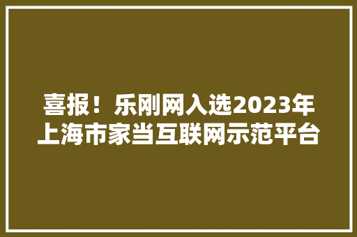 喜报！乐刚网入选2023年上海市家当互联网示范平台