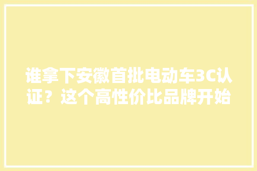 谁拿下安徽首批电动车3C认证？这个高性价比品牌开始发力了！ 谁拿下安徽首批电动车3C认证？这个高性价比品牌开始发力了！ 智能科技