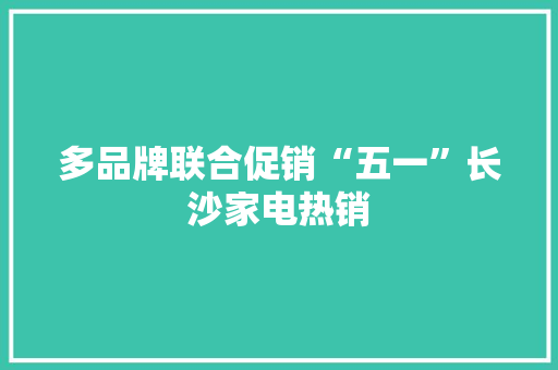 多品牌联合促销“五一”长沙家电热销