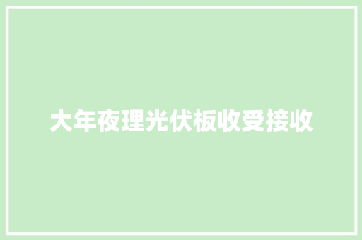 大年夜理光伏板收受接收