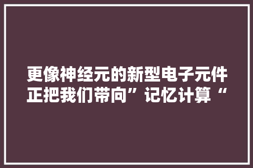 更像神经元的新型电子元件正把我们带向”记忆计算“的新时代