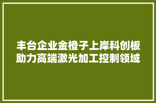 丰台企业金橙子上岸科创板助力高端激光加工控制领域“破壁”