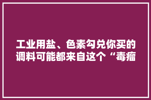 工业用盐、色素勾兑你买的调料可能都来自这个“毒瘤”镇！食物专家教你辨真伪 工业用盐、色素勾兑你买的调料可能都来自这个“毒瘤”镇！食物专家教你辨真伪 互联通信