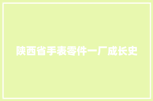 陕西省手表零件一厂成长史
