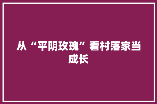 从“平阴玫瑰”看村落家当成长