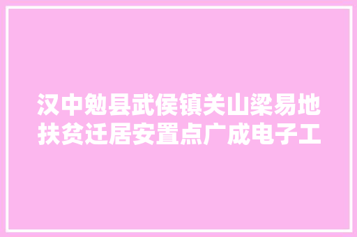 汉中勉县武侯镇关山梁易地扶贫迁居安置点广成电子工厂招工100人