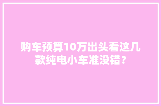 购车预算10万出头看这几款纯电小车准没错？