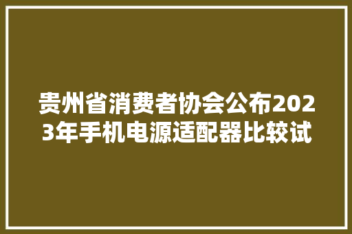 贵州省消费者协会公布2023年手机电源适配器比较试验结果