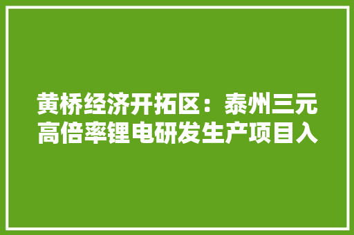 黄桥经济开拓区：泰州三元高倍率锂电研发生产项目入选省重大年夜项目