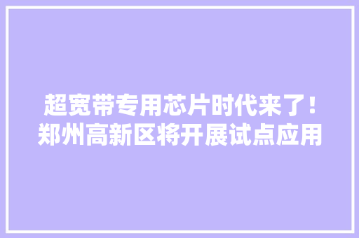 超宽带专用芯片时代来了！郑州高新区将开展试点应用