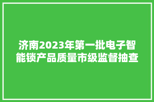 济南2023年第一批电子智能锁产品质量市级监督抽查结果​