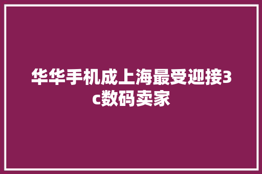 华华手机成上海最受迎接3c数码卖家