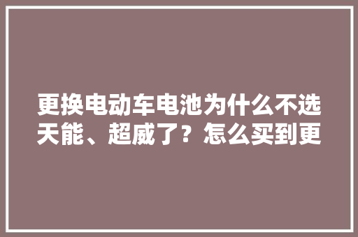 更换电动车电池为什么不选天能、超威了？怎么买到更耐用电池？