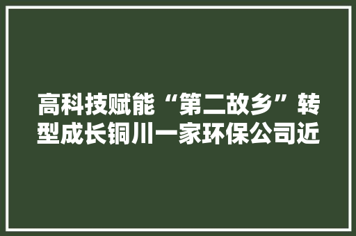 高科技赋能“第二故乡”转型成长铜川一家环保公司近日将试投产运行