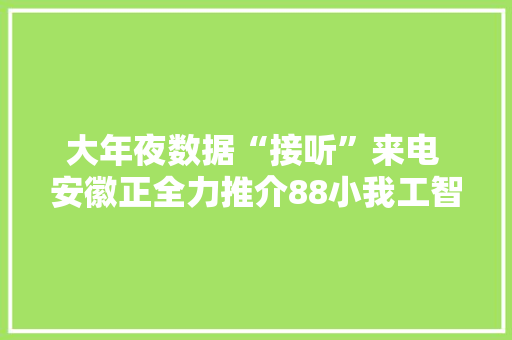 大年夜数据“接听”来电 安徽正全力推介88小我工智能新基建项目