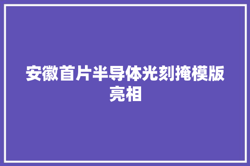安徽首片半导体光刻掩模版亮相