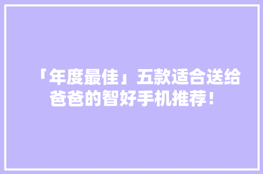 「年度最佳」五款适合送给爸爸的智好手机推荐！