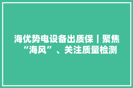 海优势电设备出质保｜聚焦“海风”、关注质量检测 海优势电设备出质保｜聚焦“海风”、关注质量检测 人工智能