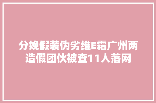 分娩假装伪劣维E霜广州两造假团伙被查11人落网 分娩假装伪劣维E霜广州两造假团伙被查11人落网 智能家居