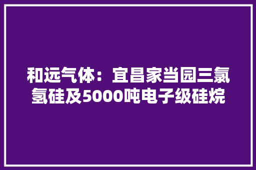和远气体：宜昌家当园三氯氢硅及5000吨电子级硅烷产品已投产潜江家当园产品已全部建成并进入试分娩阶段 和远气体：宜昌家当园三氯氢硅及5000吨电子级硅烷产品已投产潜江家当园产品已全部建成并进入试分娩阶段 人工智能