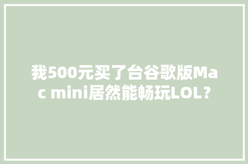 我500元买了台谷歌版Mac mini居然能畅玩LOL？