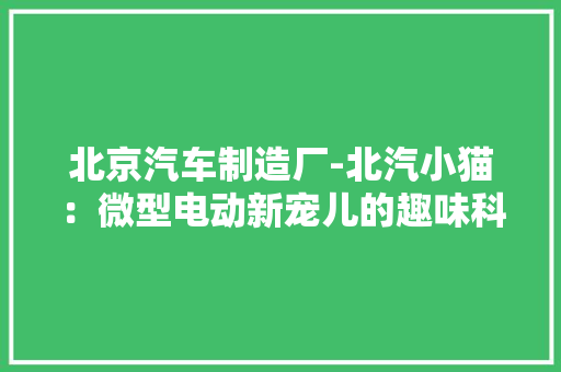 北京汽车制造厂-北汽小猫：微型电动新宠儿的趣味科普