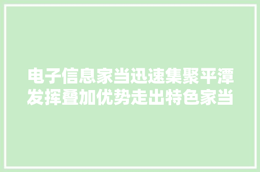 电子信息家当迅速集聚平潭发挥叠加优势走出特色家当路