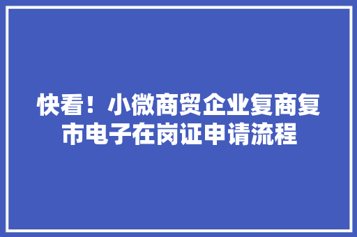 快看！小微商贸企业复商复市电子在岗证申请流程 快看！小微商贸企业复商复市电子在岗证申请流程 智能家居