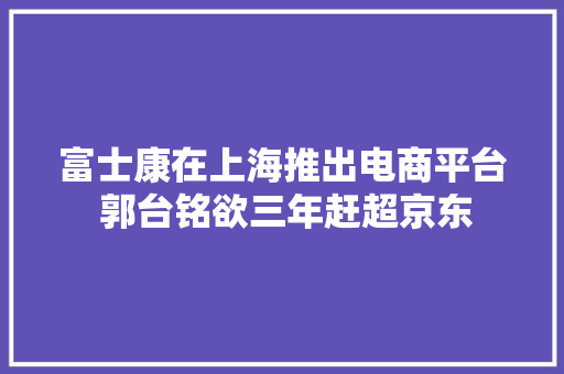 富士康在上海推出电商平台 郭台铭欲三年赶超京东