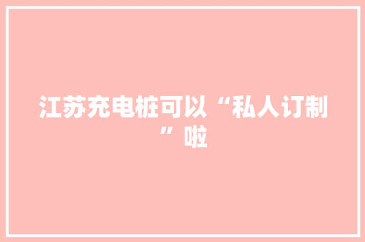 江苏充电桩可以“私人订制”啦 江苏充电桩可以“私人订制”啦 人工智能