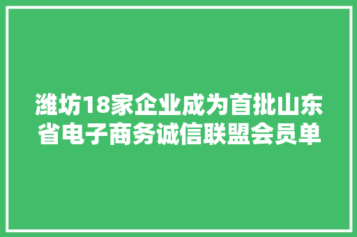 潍坊18家企业成为首批山东省电子商务诚信联盟会员单位