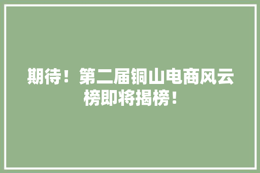 期待！第二届铜山电商风云榜即将揭榜！