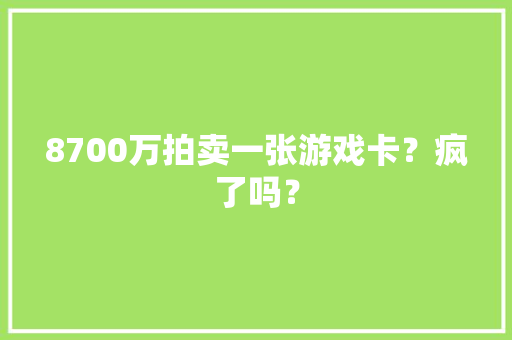 8700万拍卖一张游戏卡？疯了吗？