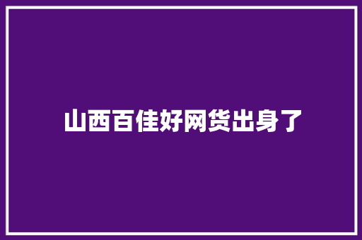 山西百佳好网货出身了