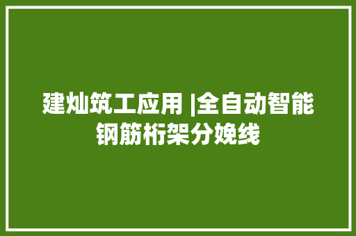 建灿筑工应用 |全自动智能钢筋桁架分娩线