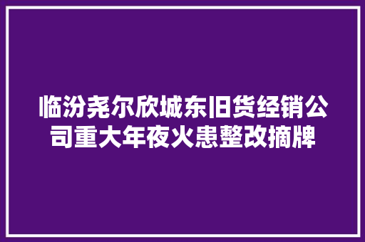 临汾尧尔欣城东旧货经销公司重大年夜火患整改摘牌 临汾尧尔欣城东旧货经销公司重大年夜火患整改摘牌 人工智能